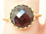 14K Gold Round 3.64ct Rose Cut Genuine Natural Garnet Ring (#J2485)