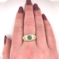 10k Yellow Gold Men's Green Genuine Natural Tourmaline Ring Jewelry (#J5646)