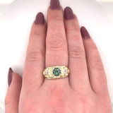 10k Yellow Gold Men's Green Genuine Natural Tourmaline Ring Jewelry (#J5646)