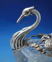 German Sterling Silver Crystal Sugar Basket Swan Form with Movable Wings (#6474)