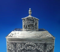 German .800 Silver Tea Caddy / Spice Landscape Woman Dog Sheep (#6076)