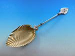 Bird on Nest by Whiting Sterling Silver Berry Spoon Gold Washed Fluted 10 1/4"