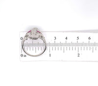 14k White Gold Art Deco Diamond and Ruby Filigree Ring (#J5605)