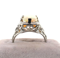 2.58ct Genuine Natural Opal 18k White Gold Filigree Ring Jewelry (#J5760)