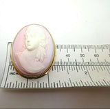 14k Gold Genuine Natural Angel Skin / Conch Shell Cameo Pin Pendant (#J3817)