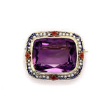 14k Yellow Gold 20 Carat Amethyst Pin Art Deco with Enamel (#J5622)