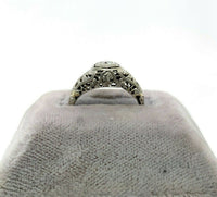 18k White Gold Art Deco Genuine Natural Diamond Filigree Ring (#J5355)
