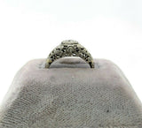 18k White Gold Art Deco Genuine Natural Diamond Filigree Ring (#J5355)