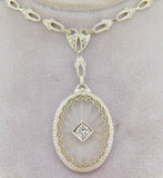 10k Oval Genuine Natural Crystal Quartz Necklace with Cast Chain (#J4090)