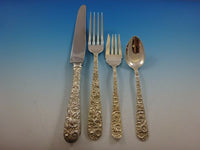 Repousse by Kirk Sterling Silver Flatware Service For 12 Set 49 Pcs Dinner Size