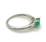 Platinum .83ct Genuine Natural Emerald and Diamond Baguette Ring (#J5562)
