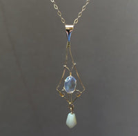 10k Yellow Gold Moonstone Lavaliere Pendant Jewelry (#J5638)