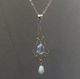 10k Yellow Gold Moonstone Lavaliere Pendant Jewelry (#J5638)