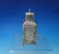 German .800 Silver Tea Caddy / Spice Landscape Woman Dog Sheep (#6076)