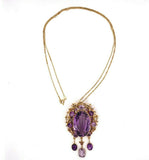 Large 37 Carat Victorian 14k Gold Genuine Natural Amethyst Pin Pendant (#J5477)