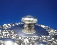 Hunt Sterling Silver Jar w/Stenciled Roses Butterfly and Chrysanthemum Lid #5319