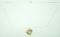 10K Gold Heart Pendant w/Genuine Sapphires, Emeralds, Rubies & Diamonds (#C2426)