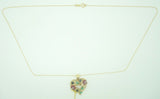 10K Gold Heart Pendant w/Genuine Sapphires, Emeralds, Rubies & Diamonds (#C2426)