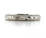 14k White Gold Band Jewelry Floral Swirl and Beaded Size 5.75 (#J5868)