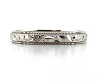 14k White Gold Band Jewelry Floral Swirl and Beaded Size 5.75 (#J5868)