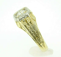 Art Deco 14k Yellow Gold Genuine Natural Diamond Ring Engraved Date 1926 (#J730)