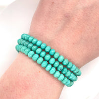 14k Gold 6mm Genuine Natural Campitos Turquoise Bracelet Pansy Clasp (#J6125)