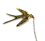 18k Yellow Gold Genuine Natural Diamond Bird Swallow Earrings (#J5344)