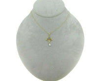 14k Yellow Gold Lavaliere Pendant Blue Sapphire and Pearls (#J4802)