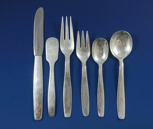 Swedish Modern by Allan Adler Sterling Silver Flatware Set Hand Wrought 49 Pcs