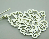 935 Sterling Custom Laser Cut Earrings Chrysanthemum Flower Damask (#J4404)