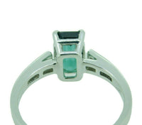 14k White Gold 1.23ct Teal Genuine Natural Tourmaline and Diamond Ring (#J4584)