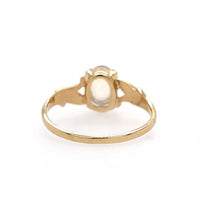 10k Yellow Gold Genuine Natural Moonstone Ring with Leaf Design (#J5607)