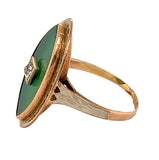 10k Yellow Gold Deco Genuine Natural Chrysoprase and Diamond Ring (#J4889)