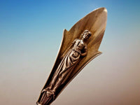 Wood & Hughes Sterling Silver Platter Spoon w/3-D Woman Gold Washed 10 3/4"