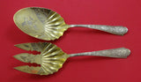 Cupid by Shiebler Sterling Silver Salad Serving Set 2pc Bright Cut GW 9 1/4"