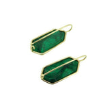 Kaufmann 14k Yellow Gold Genuine Natural Opal Malachite Intarsia Earrings #J4711