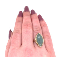14k Yellow Gold Ming's Jadeite Jade Ring with GIA Report (#J5663)