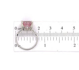 18k White Gold 5 Carat Asscher Cut Pink Genuine Natural Tourmaline Ring (#J5613)
