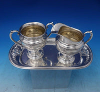 Rose Point by Wallace Sterling Silver Sugar Creamer Set 3pc 13.5 ozt. (#6446)