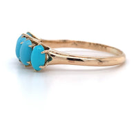 10k Yellow Gold Victorian 5-Stone Turquoise Glass Ring Size 7.75 (#J5858)
