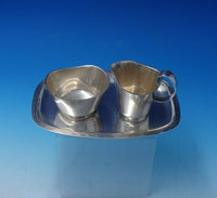Gustev and Janson Sterling Silver Sugar and Creamer with Tray Modern 3pc (#5021)