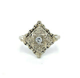 14k White Gold Vintage Genuine Natural Diamond Ring (#J5443)