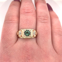 10k Yellow Gold Men's Green Genuine Natural Tourmaline Ring Jewelry (#J5646)