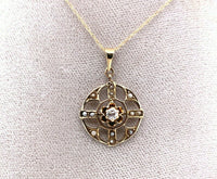 10k Yellow Gold Victorian Diamond and Seed Pearl Lavaliere (#J5583)