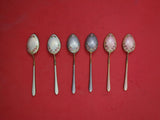 Norwegian Sterling Silver Demitasse Spoon set of 6 vermeil in fitted box 3 7/8"