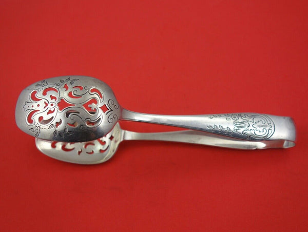 King William Engraved by Tiffany and Co Sterling Silver Ice Tong 6 3/4"