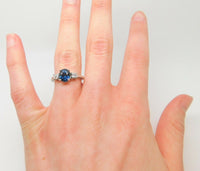 14k Gold 2.37ct Blue Genuine Natural Sapphire Princess Cut Diamond Ring (#J3876)