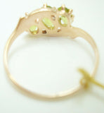 Victorian 10k Gold Ring with Three Oval Genuine Natural Peridots (#J2546)