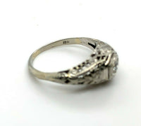 18k White Gold Art Deco Genuine Natural Diamond Filigree Ring (#J5355)