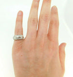 Vintage 14k White Gold Wide Genuine Natural Diamond Ring Band (#J5126)